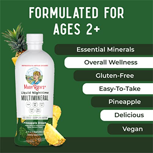 MaryRuth Organics Liquid Nighttime Multimineral | NO Melatonin | Magnesium Citrate | Calcium | Zinc | Vitamin D3| Available in 4 Flavors | Vegan | Sugar Free | Gluten Free | 32 Oz MARYRUTH'SBuy Supplements Australia