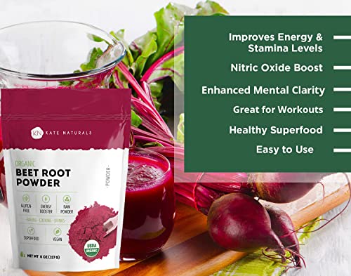 Kate Naturals Beet Root Powder for Baking & Smoothies (8oz) USDA Organic Beetroot Powder Kate NaturalsBuy Supplements Australia