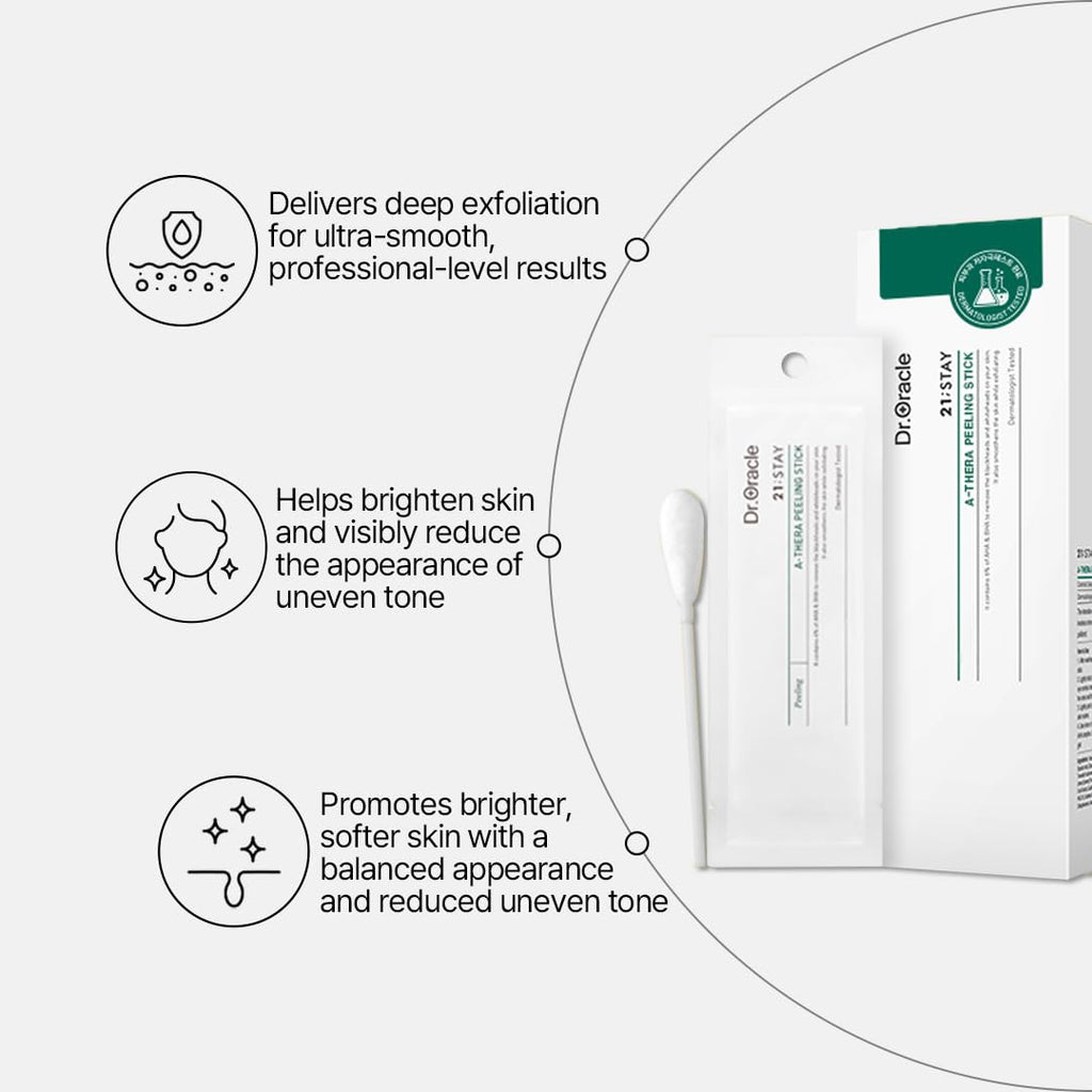 DR.ORACLE 21 Stay A-Thera Peeling Stick for Sensitive Skin - AHA, BHA, Tea Tree Oil, Exfoliating Swabs for Blackheads, Whiteheads, Enlarged Pores, Korean Skincare, Dermatologist Tested, 1Pack of 10ea DR.ORACLE buy supplements Au