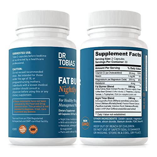 Dr. Tobias Fat Burner Nightly, Night Time Metabolic Support with White Kidney Bean Extract Dr. TobiasBuy Supplements Australia