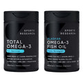 Sports Research® Omega-3 Fish Oil Bundle - Total Omega-3 2200mg (Krill, Salmon & Pollock) + Triple Strength Fish Oil 1250mg - High EPA & DHA Supplement Sports Research buy supplements Au