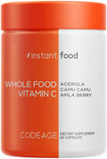Codeage Whole Food Vitamin C Supplement - Acerola Cherry, Camu Camu, Amla Berry & Rose HIPS Blend - Citrus Bioflavonoids - Instantfood Energy Vitamins - 500mg Vitamin C Pills - Non-GMO - 60 Capsules CodeageBuy Supplements Australia