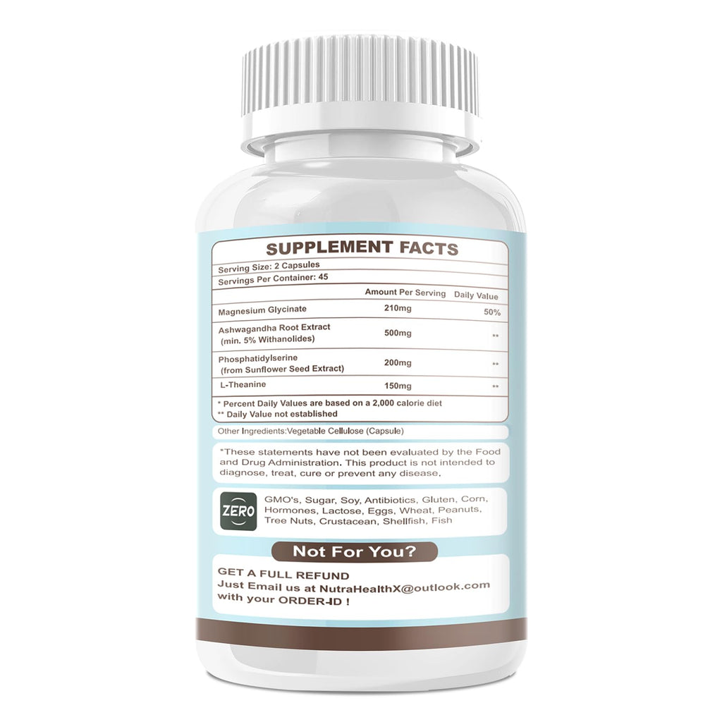 VitaHarbor Cortisol Supplement for Women and Men, 4-in-1 Cortisol Reducer with Magnesium Glycinate, Ashwagandha, Phosphatidylserine, L-Theanine, for Relaxation & Calm Support, 90 Veg Caps VitaHarborBuy Supplements Australia