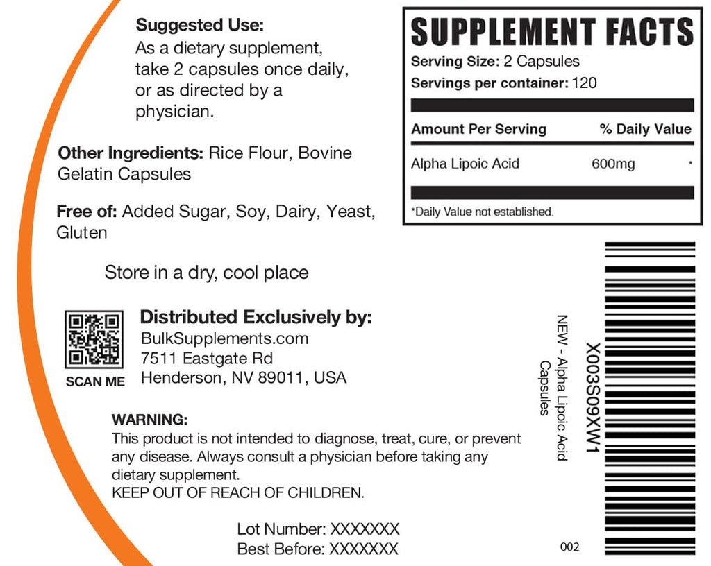 BULKSUPPLEMENTS.COM Alpha Lipoic Acid Capsules - ALA Supplement, Alpha Lipoic BULKSUPPLEMENTS.COMBuy Supplements Australia