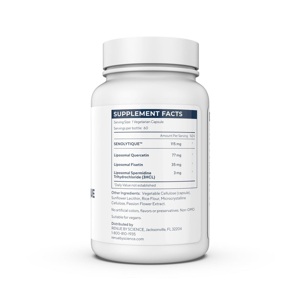 Renue By Science Senolytique Senolytic Supplements | 60 Capsules with Fisetin (35mg) Quercetin (78mg) & Spermidine (3mg) per Serving | Liposomal Formula | Manufactured in The USA & Third-Party Tested Renue By ScienceBuy Supplements Australia