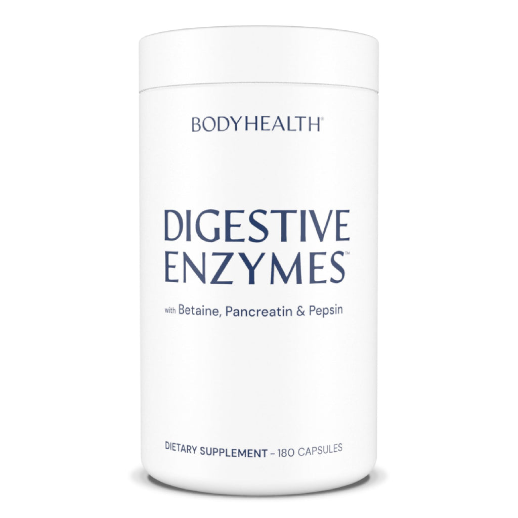 BodyHealth Digestive Enzymes Full Spectrum Digestive Support (180 caps), Betaine, Pepsin, Pancreatin BPP Loaded with Enzymes and Probiotics, Re