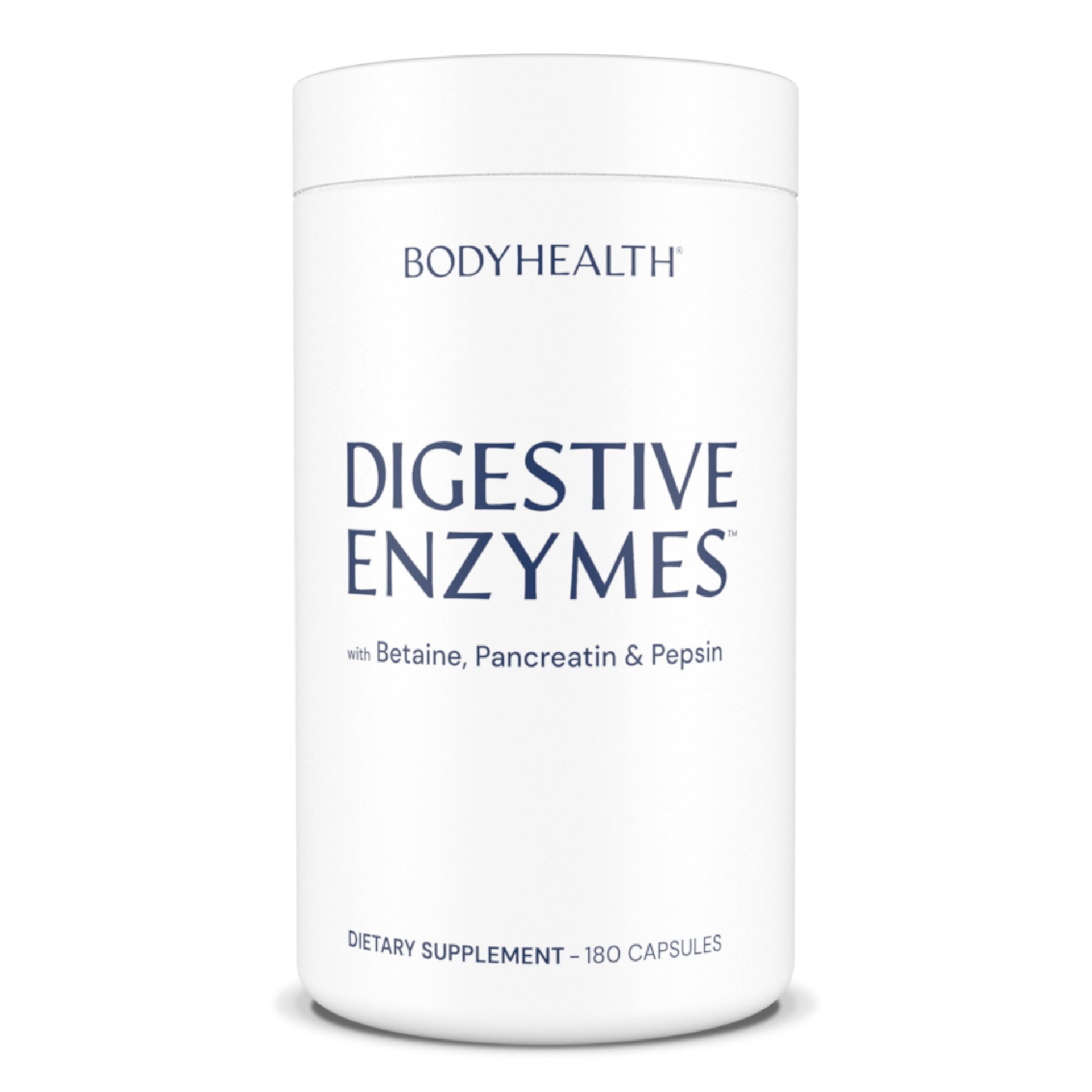 BodyHealth Digestive Enzymes Full Spectrum Digestive Support (180 caps), Betaine, Pepsin, Pancreatin BPP Loaded with Enzymes and Probiotics, Re