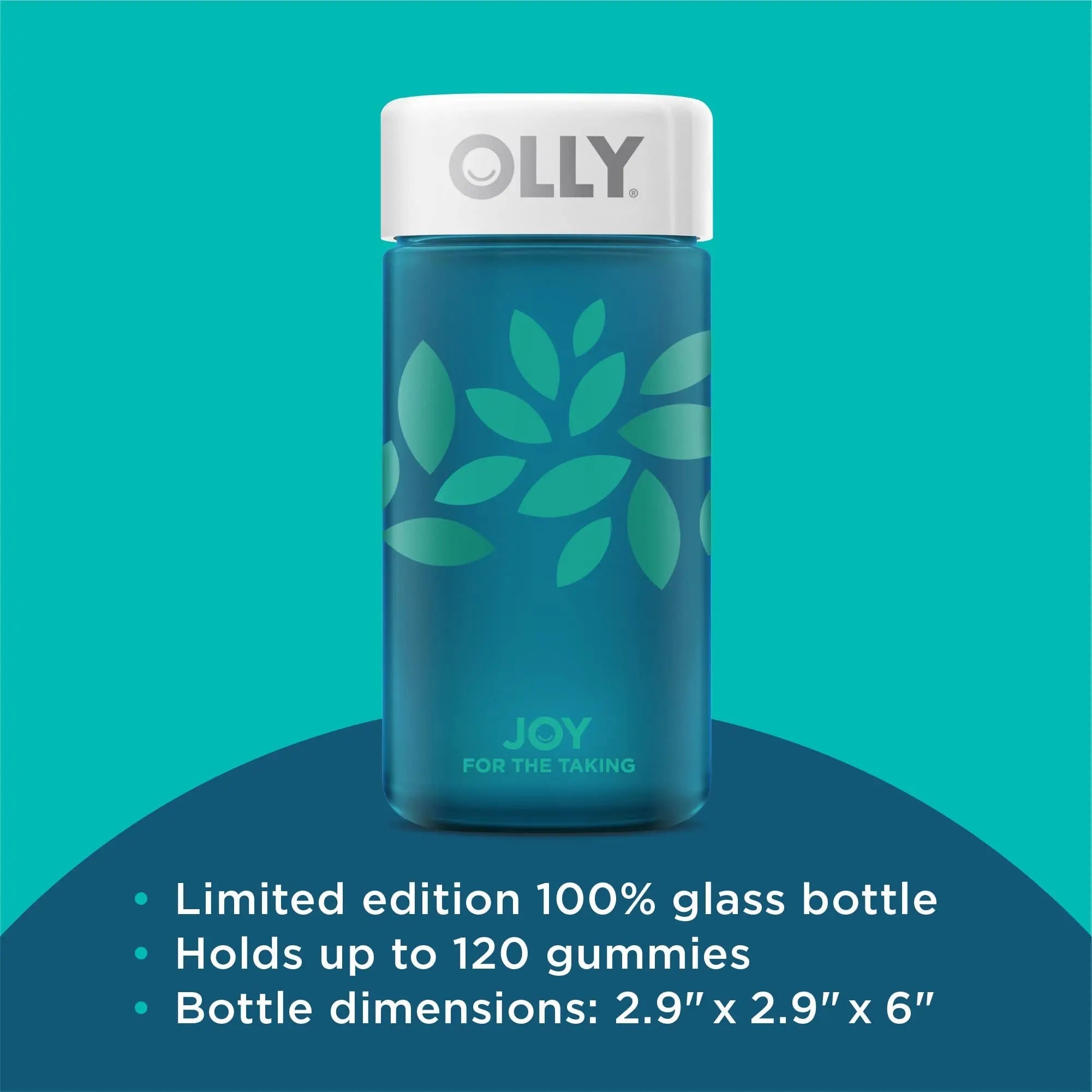 OLLY Joy Jar Gift, Easy Refillable Glass Bottle Vitamin Container, Holds Up to 120 Vitamin Gummies OLLYBuy Supplements Australia