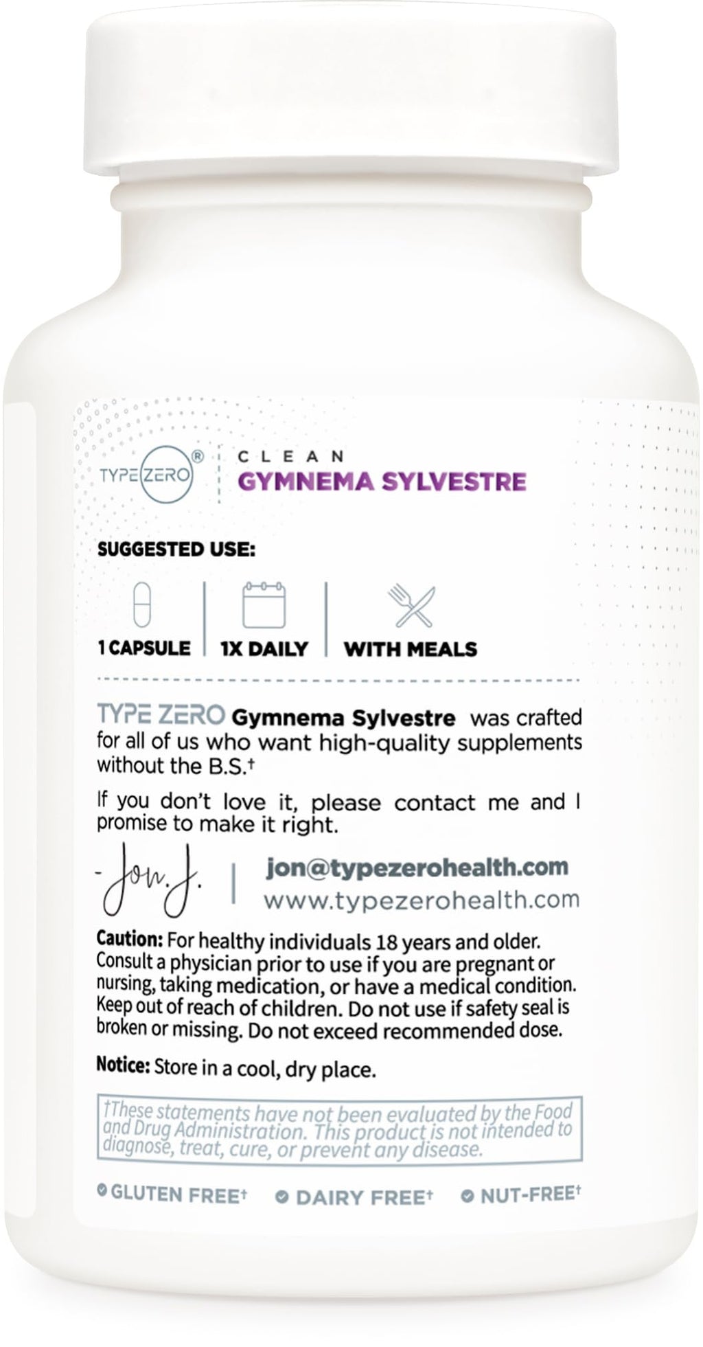 Type Zero Clean Gymnema Sylvestre 3,500mg Equivalent from 175mg of 20:1 Extract Per Serving, 120 Capsules for 120 Servings Per Bottle, Non-GMO. Gluten Free Type ZeroBuy Supplements Australia