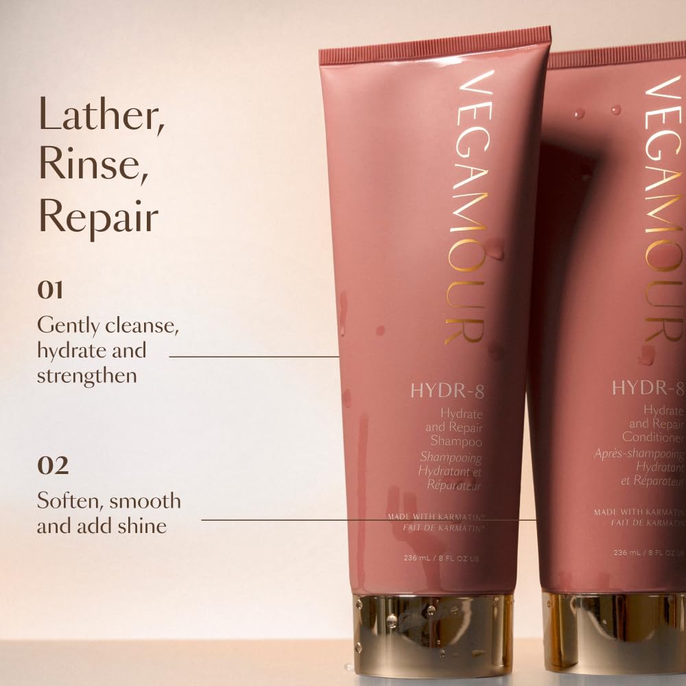 VEGAMOUR HYDR-8 Hydrate and Repair Shampoo and Conditioner Kit | Cleanses and Strengthens Dry, Damaged Hair with Amino Acids and Karmatin™ | Clean, Vegan, Cruelty-Free, Clinically Proven, Color Safe VEGAMOURBuy Supplements Australia