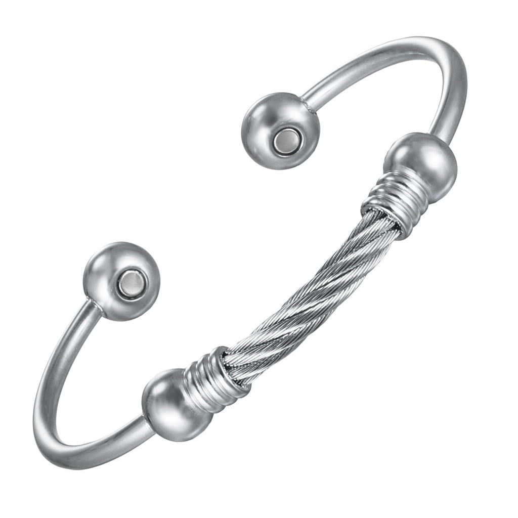 EnerMagiX Magnetic Bracelet for Women for Arthritis and Joint,Twisted Cable Stainless Steel Bangle