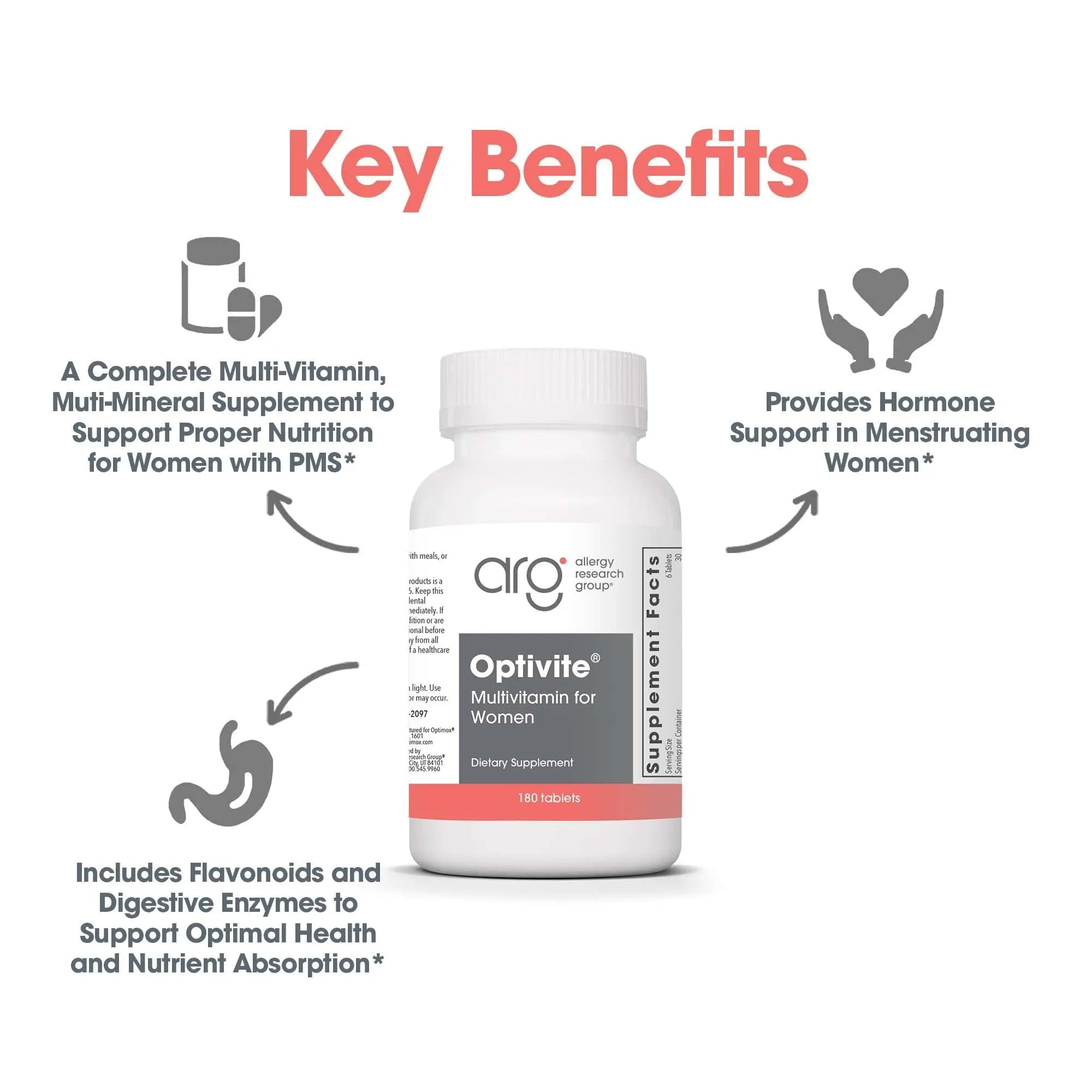 Optimox Optivite - PMS Support Supplement for Women, Period Multivitamin for Hormone Balance with Vitamin B6 & Iron, Hormone Support Vitamin - 180 Tablets OptimoxBuy Supplements Australia