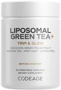 Codeage Liposomal Green Tea+ EGCG 50% Green Tea Extract, Organic Matcha Green Powder, Peppermint Leaf, Lemon Peel, Liposomal Delivery - Vegan Pils Supplement - Non-GMO - 60 Capsules CodeageBuy Supplements Australia
