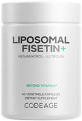 Codeage Liposomal Fisetin Supplement - Fisetin 500 mg - Resveratrol from Japanese Knotweed Extract Polyphenol, Luteolin Sophora Japonica Flavonoid, Liposomal Delivery - Vegan, Non-GMO - 60 Capsules CodeageBuy Supplements Australia