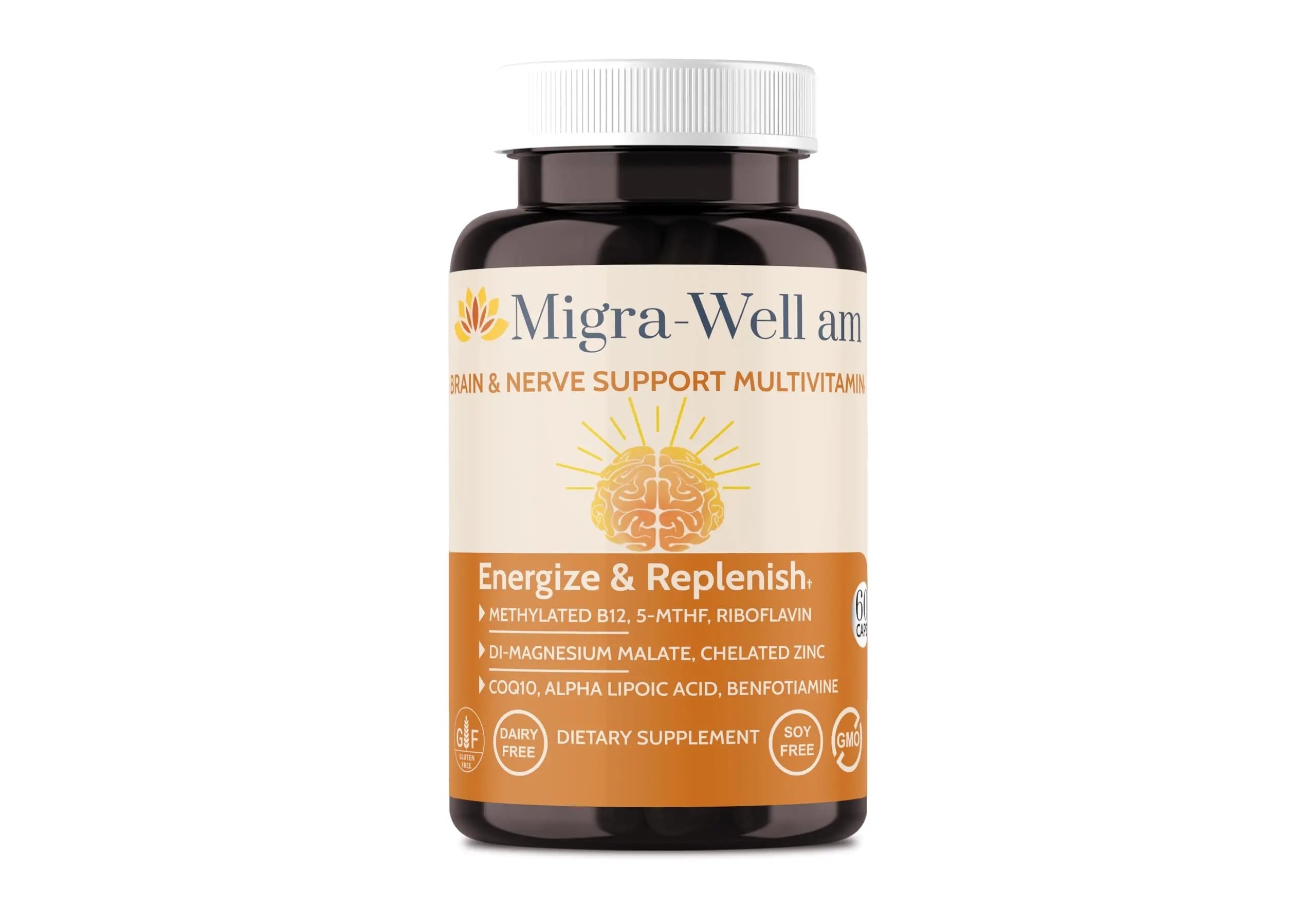 Wellkasa Migra-Well AM: Energizing Daily Methylated Multivitamin with Bioavailable Minerals & Antioxidants Supporting Brain Wellkasa