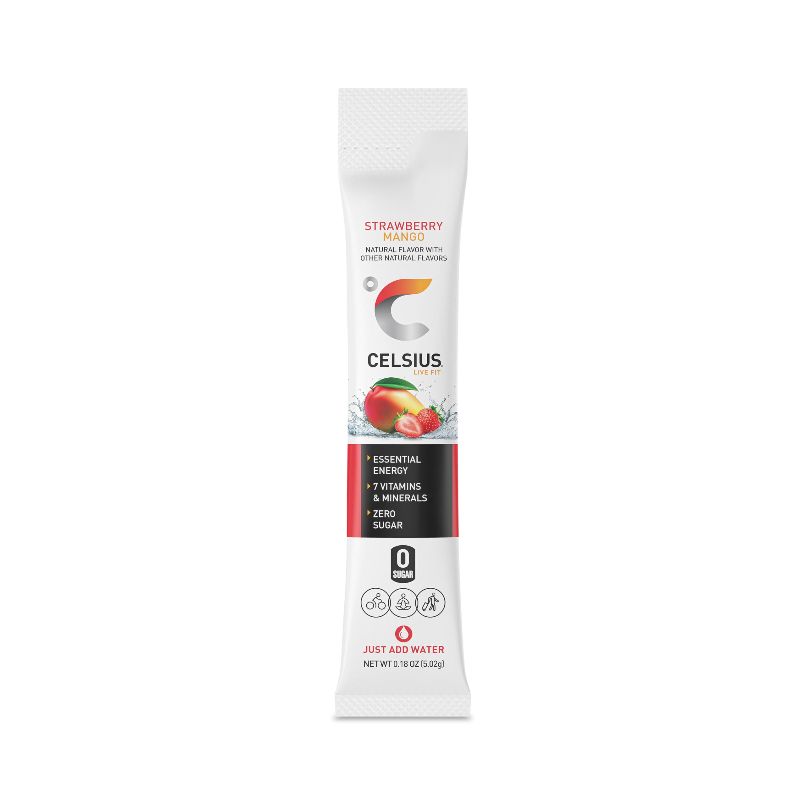CELSIUS On-the-Go Powder Sticks Strawberry Mango, Essential Energy 14 Sticks per Pack CELSIUSBuy Supplements Australia