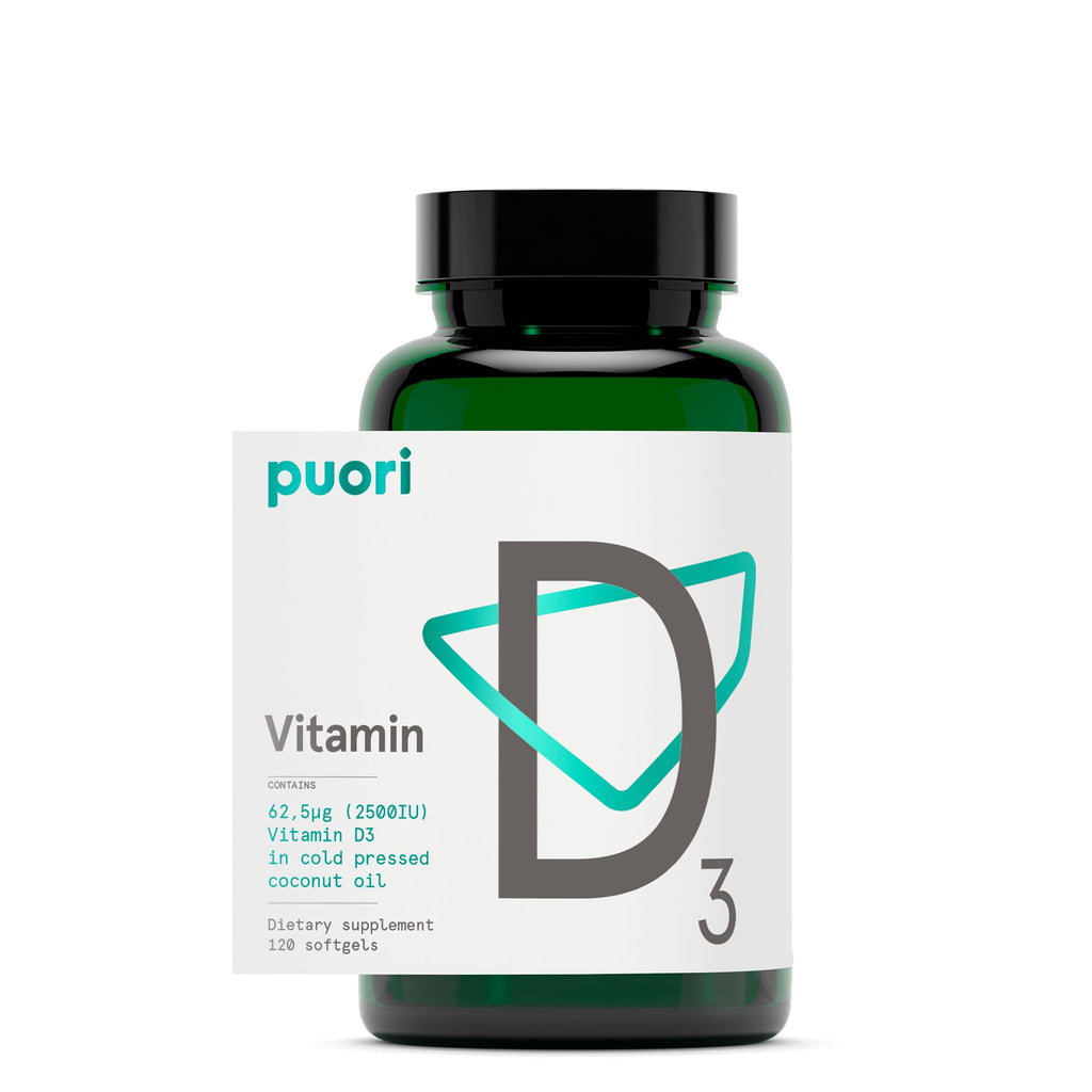 Puori Vitamin D3 Softgels, 2500 IU (62.5 mcg) - Fast Absorbing Vitamin D3 Supplements for Immune System Support, Bone Health & Density and Healthy Muscle Functions - Non-GMO & Gluten-Free - 120 Count Puori buy supplements Au