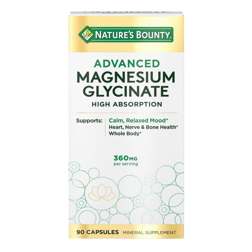 Nature's Bounty Calm Magnesium Glycinate Supplement - High Absorption Magnesium for Relaxed Mood, Heart & Bone Health, 90 Capsules Nature's BountyBuy Supplements Australia