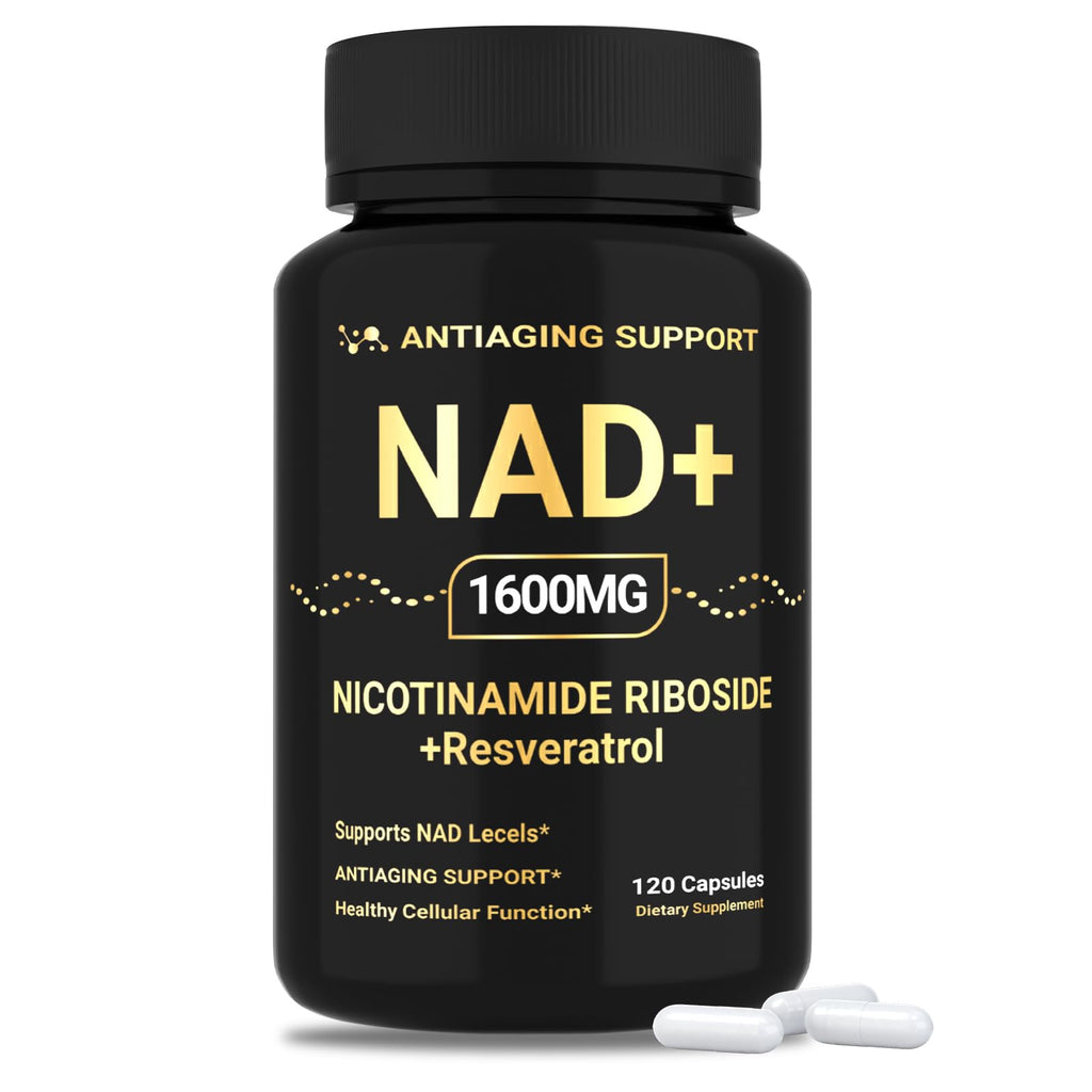 NAD Supplement 1600mg, NAD+ with Resveratrol & Nicotinamide Riboside, Anti-Aging Support, Cellular Energy & Mental Clarity Support, Vegan Non-GMO, 120 Capsules ANTIAGING SUPPORTBuy Supplements Australia