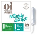 Oi | Organic Initiative - Tampons | Regular/Super Absorbency | Organic Cotton, Unscented