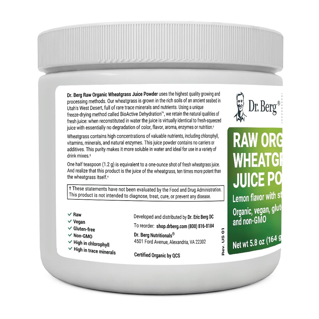 Dr. Berg's Raw Wheatgrass Juice Powder (60 Servings) - USDA Certified Organic Dr. Berg NutritionalsBuy Supplements Australia