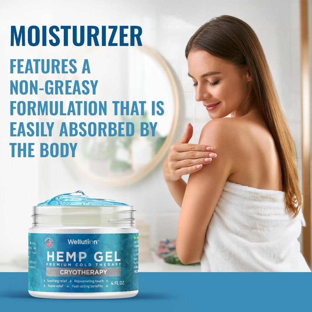 WELLUTION Cryotherapy Hemp Gel – Gentle Cooling Sensation with Menthol & Arnica – Non-Greasy, Quick-Absorbing Formula – Lightweight Gel for Comfort & Refreshing Feel – 4oz WELLUTIONBuy Supplements Australia