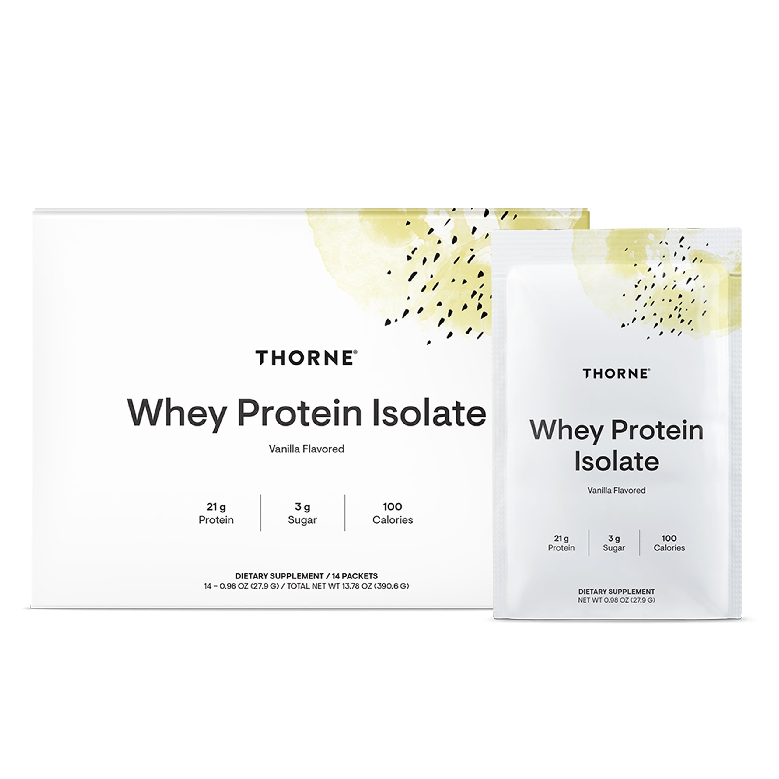 THORNE - Whey Protein Isolate - 21 Grams of Easy-to-Digest Whey Protein Powder - NSF Certified for Sport - Vanilla - 13.79 Ounces - 14 Packets THORNEBuy Supplements Australia
