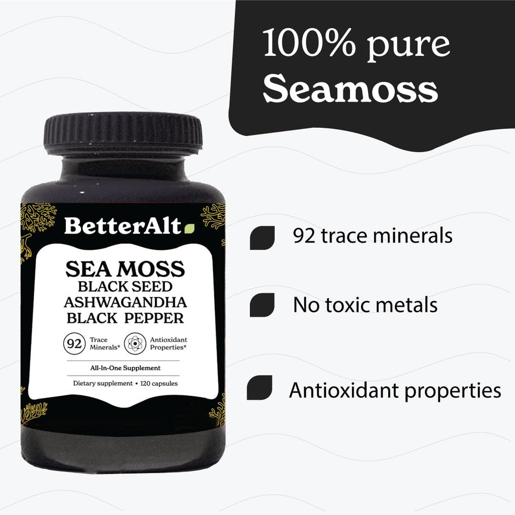 Better Alt Sea Moss Capsules- Irish Sea Moss with Black Seed Oil, Ashwagandha & Black Better AltBuy Supplements Australia