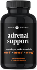 Nuven Naturals Adrenal Support - Cortisol Manager & Adrenal Support Supplements with Ashwagandha Extract, Rhodiola Rosea, Holy Basil to Help Stress, Fatigue & Energy | Adaptogens | 90 Capsules Nuven NaturalsBuy Supplements Australia