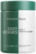 Dietary supplement container labeled 'Easy Veggies Daily Veggie Blend' by Instant Food on a white background.