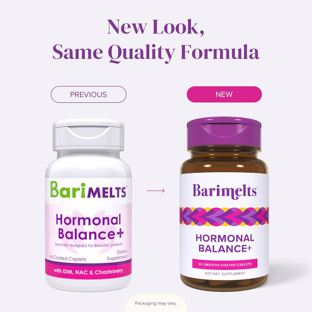 BariMelts Hormonal Balance+ for GLP-1 Users and Bariatric Patients - DIM, NAC & Chasteberry Supports Hormone Balance for Women - 60 Smooth-Coated Caplets (1-Month Supply) BariMeltsBuy Supplements Australia