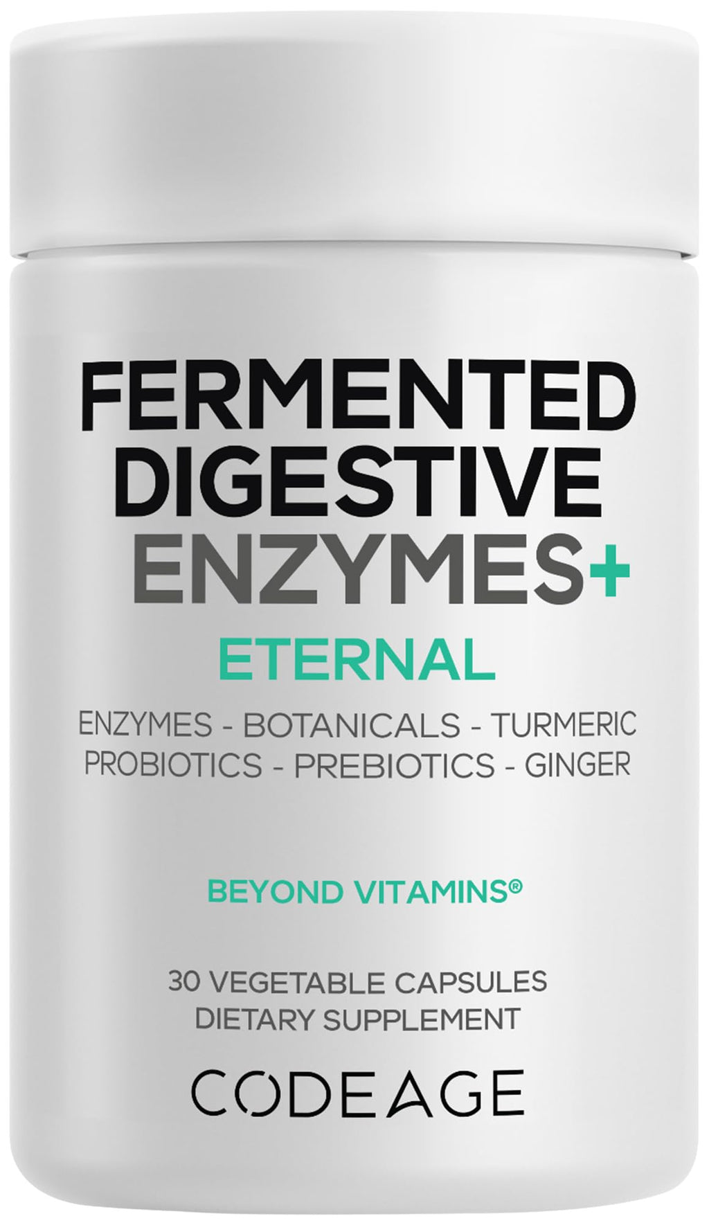 Codeage Fermented Digestive Enzymes Supplement - 14 Digestive Enzymes, Probiotics, Prebiotics, Fermented Botanicals, Plant-Based Multi Pancreatic Enzymes - 1 Capsule a Day - 30 Capsules CodeageBuy Supplements Australia