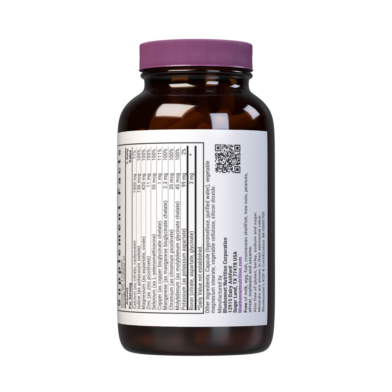 Bluebonnet Multi Minerals Supplement Plus Boron Chelated Magnesium Potassium Copper Selenium Manganese Chromium & Zinc Complex for Women & Men - No Iron, Non-GMO, Gluten-Free - 180 Vegetable Capsules BlueBonnetBuy Supplements Australia