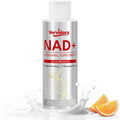 Vervidora NAD+ liposomal supplement bottle with orange slices on a white background