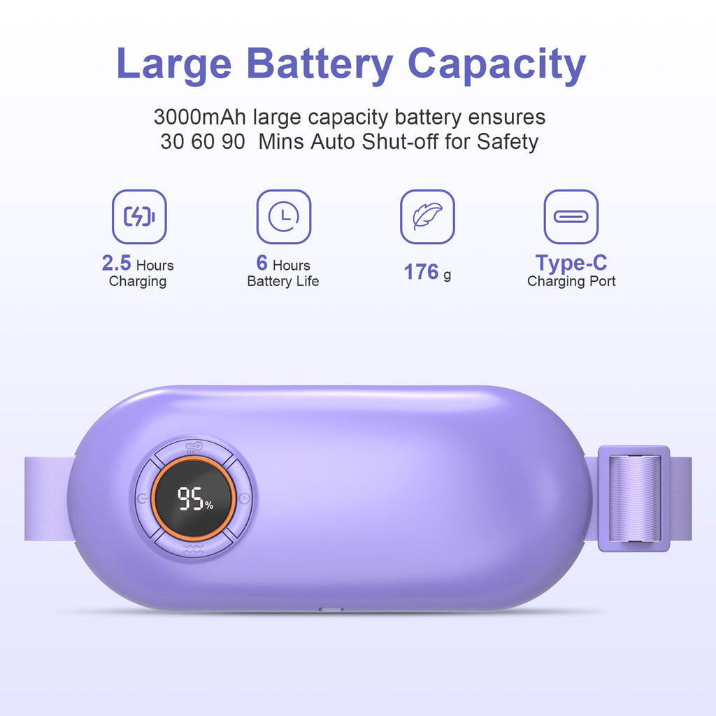 Heating Pad for Period Cramps, 3 Heat Levels and 3 Massage Modes, Portable Heating Pad for Menstrual Cramps Relief, Electric Heat Belt, Christmas Gifts for Women and Girl Stocking Stuffers(Purple) SZOBuy Supplements Australia