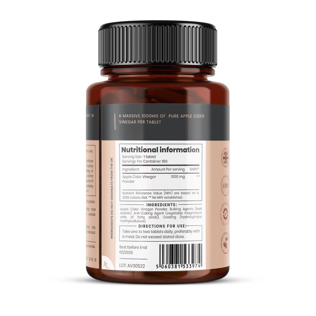 Double Strength Apple Cider Vinegar 1000mg x 180 Tablets (6 Months Supply) pureclinicaBuy Supplements Australia
