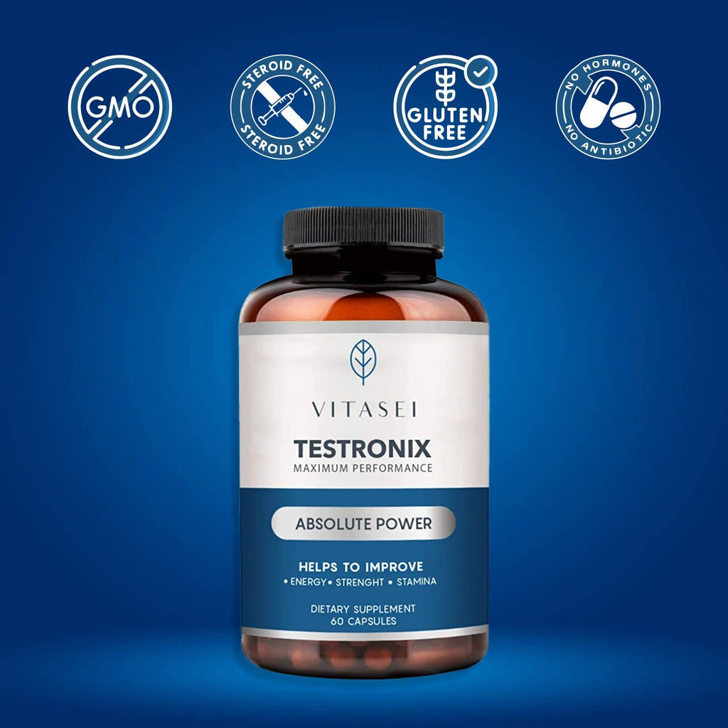 VITASEI Testronix Performance Supplement for Men - Energy and Muscle Supplements for Mens Health - 60 Capsules (Pack of 2) VITASEIBuy Supplements Australia