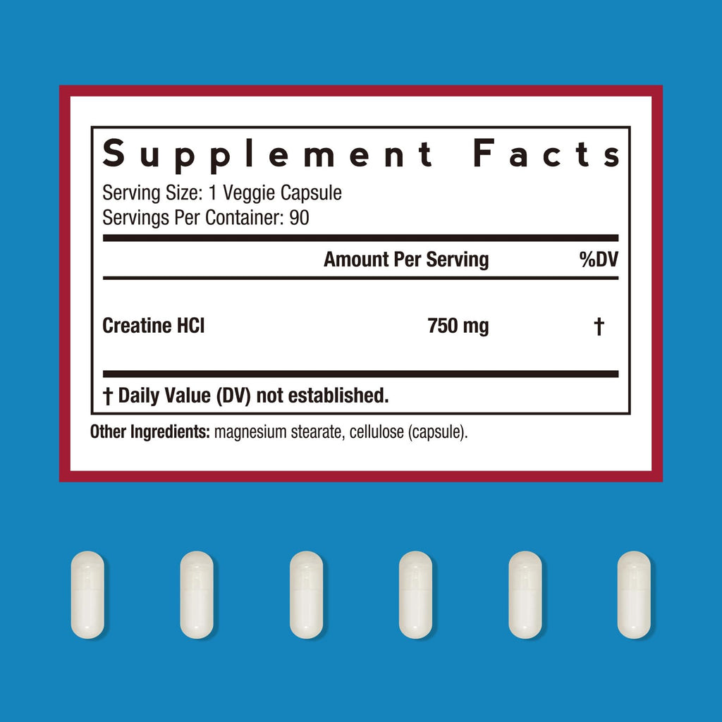 Doctor's Recipes Creatine HCl Capsules, 750 mg, Creatine Hydrochloride for Women & Men, Strength & Recovery, Brain Health, Fast Absorbing, Vegan, 90 Capsules Doctor's RecipesBuy Supplements Australia