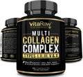 VitaRaw Collagen Pills 1800 mg - Multi Collagen Supplements (Types I, II, III, V & X) Grass Fed Non GMO Collagen Peptides Pills for Hair, Skin and Joints - Hydrolyzed Collagen Protein Powder VitaRaw buy supplements Au