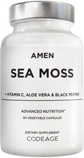 Amen Sea Moss Supplement - 1000mg Organic Irish Sea Moss, Bladderwrack, Burdock - Vitamin C, Aloe Vera, Black Pepper - Seaweed Superfood, Vitamins, Minerals, and Antioxidants - Non-GMO - 90 Capsules AmenBuy Supplements Australia