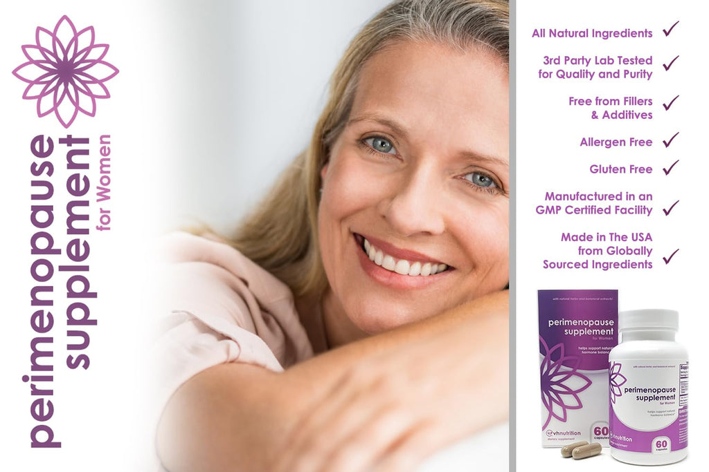 VH Nutrition Perimenopause Supplement for Women | Hot Flash, Mood, and Menstruation Cycle Support | 100% Herbal Formula: Black Cohosh, Vitex, & Shatavari. No Additives, or Fillers VH NutritionBuy Supplements Australia