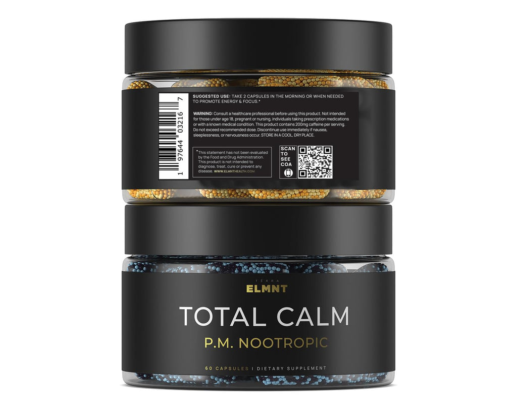 AMPM Nootropic Total Focus + Calm 9X Strength w. Caffeine, L-Theanine, Alpha GPC, L-Tyrosine, Ashwagandha - X-Release Energy Pills Nootropics Brain Support Supplements for Memory and Focus Supplement TERRA ELMNTBuy Supplements Australia