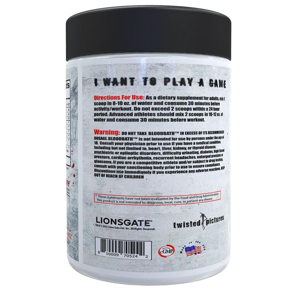 Insane Labz Saw® Bloodbath, Non-Stim Pump Pre Workout Powder with Nitrosigine­®, OxyGold­™, Agmatine Sulfate, L-Citrulline and Betainne Anhydrous, 40 Srvgs (Grape)