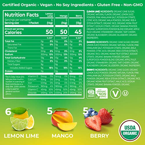 Orgain Organic Hydration Packets, Electrolytes Powder - Variety Pack Hydro