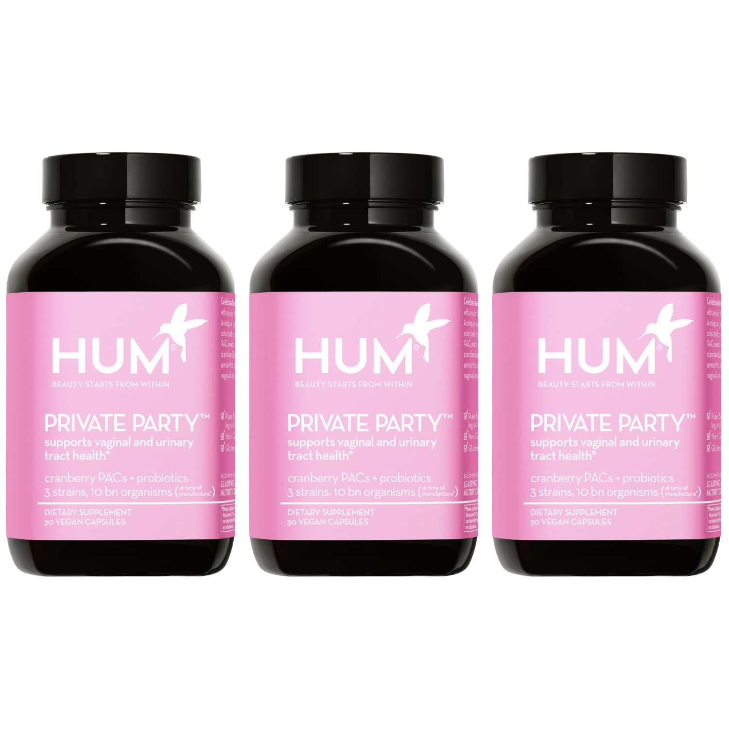 HUM Private Party Vaginal Probiotics for Women, pH Balance and Urinary Tract Support Vaginal Probiotic Supplement with Cranberry & Lactobacillus Blend, Women's Health Cranberry Pills, 90 Capsules HUMBuy Supplements Australia