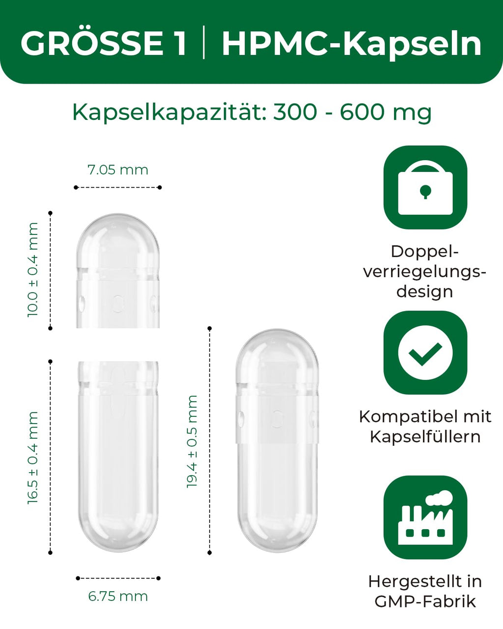 HPMC Empty Capsules Size 1-200 Clear Count Pill Capsules Empty - Plant-Based Cellulose | Vegetarian, Halal, Non-GMO | for DIY Supplement & Herbal Filling MéipaLienBuy Supplements Australia