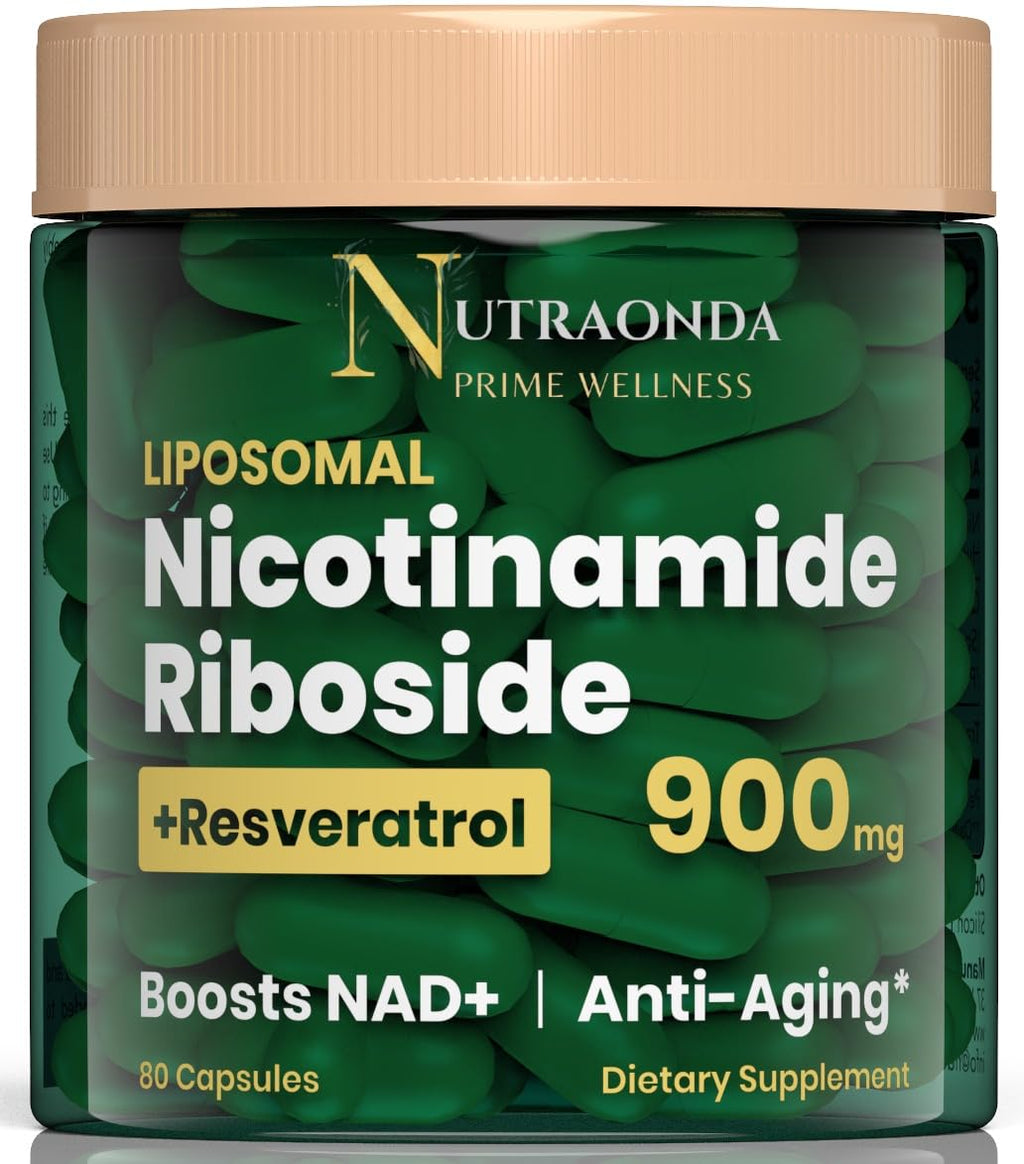 NUTRAONDA Liposomal Nicotinamide Riboside 900mg Resveratrol & Quercetin – NAD Supplement Plus for Anti Aging, Cellular Energy & Improve Health- 80 Capsules NUTRAONDABuy Supplements Australia