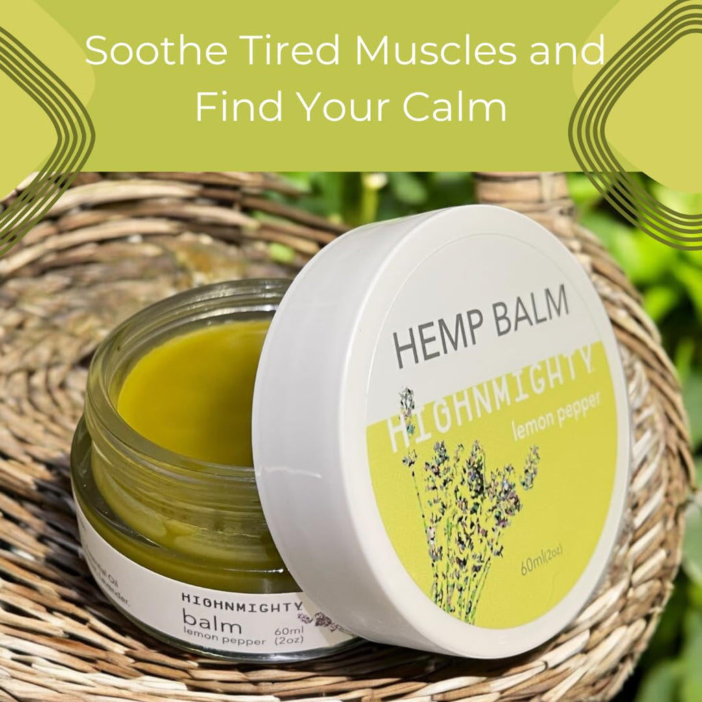 Highnmighty Maximum Strength Lemon Pepper Hemp Balm Salve | Daytime Relief, Relaxing, Natural, Fast-Acting Topical Cream for Muscle Joint Back Knee Shoulder Neck Elbow Hand Foot Relief, 60ml (2oz) HighnmightyBuy Supplements Australia