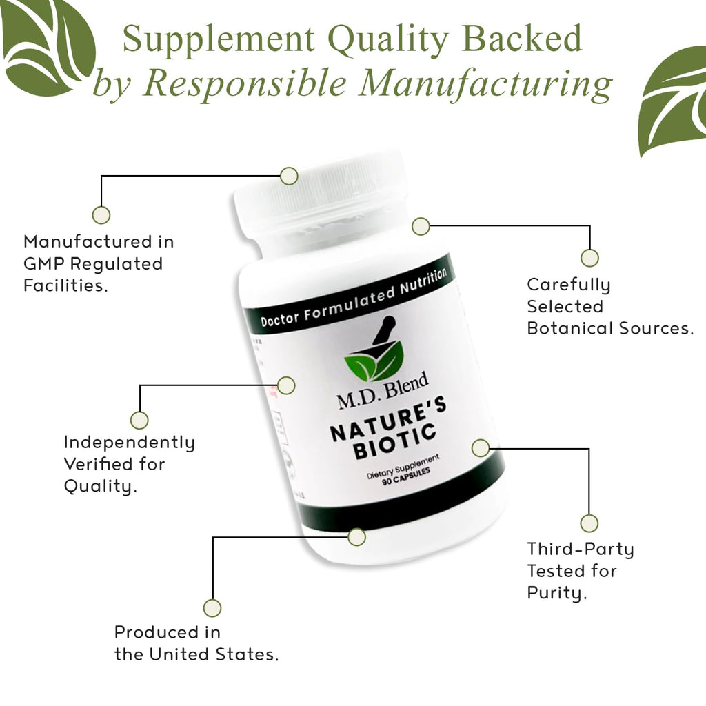 Nature’s Biotic Berberine Supplement for Daily Wellness Support with Blend of Oregano, Garlic, Vitamins C & B6, Magnesium, and Zinc, 90 Capsules (Pack of 1) M.D. BlendBuy Supplements Australia