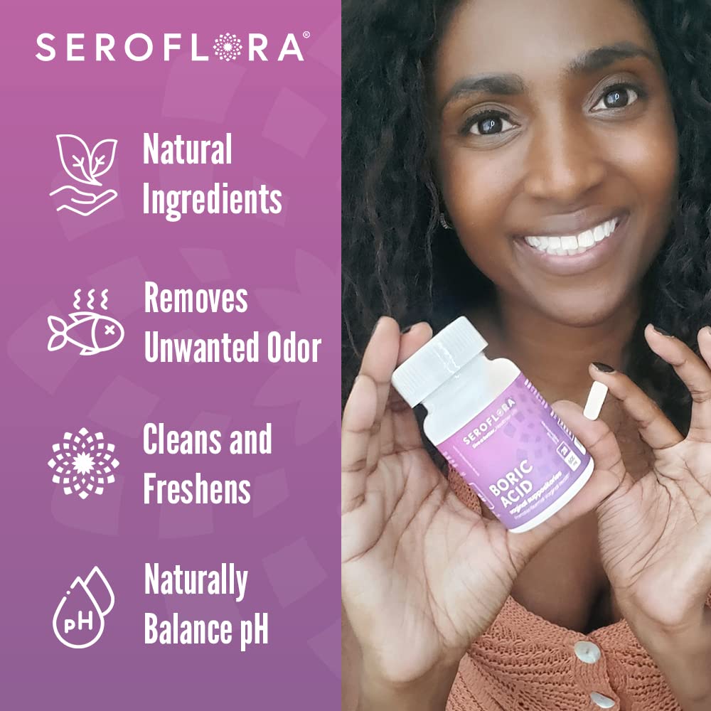 Seroflora Boric Acid Vaginal Suppositories 600mg – 30 Count with 7 Applicators for Odor Control & pH Balance Feminine Hygiene Support, Natural Intimate Care, Made in USA SEROVERABuy Supplements Australia